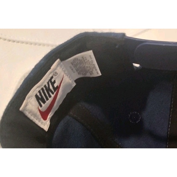 Vintage 90s Nike Spell Out Embroidered Swoosh SnapBack Hat Blue Yellow - Picture 11 of 13